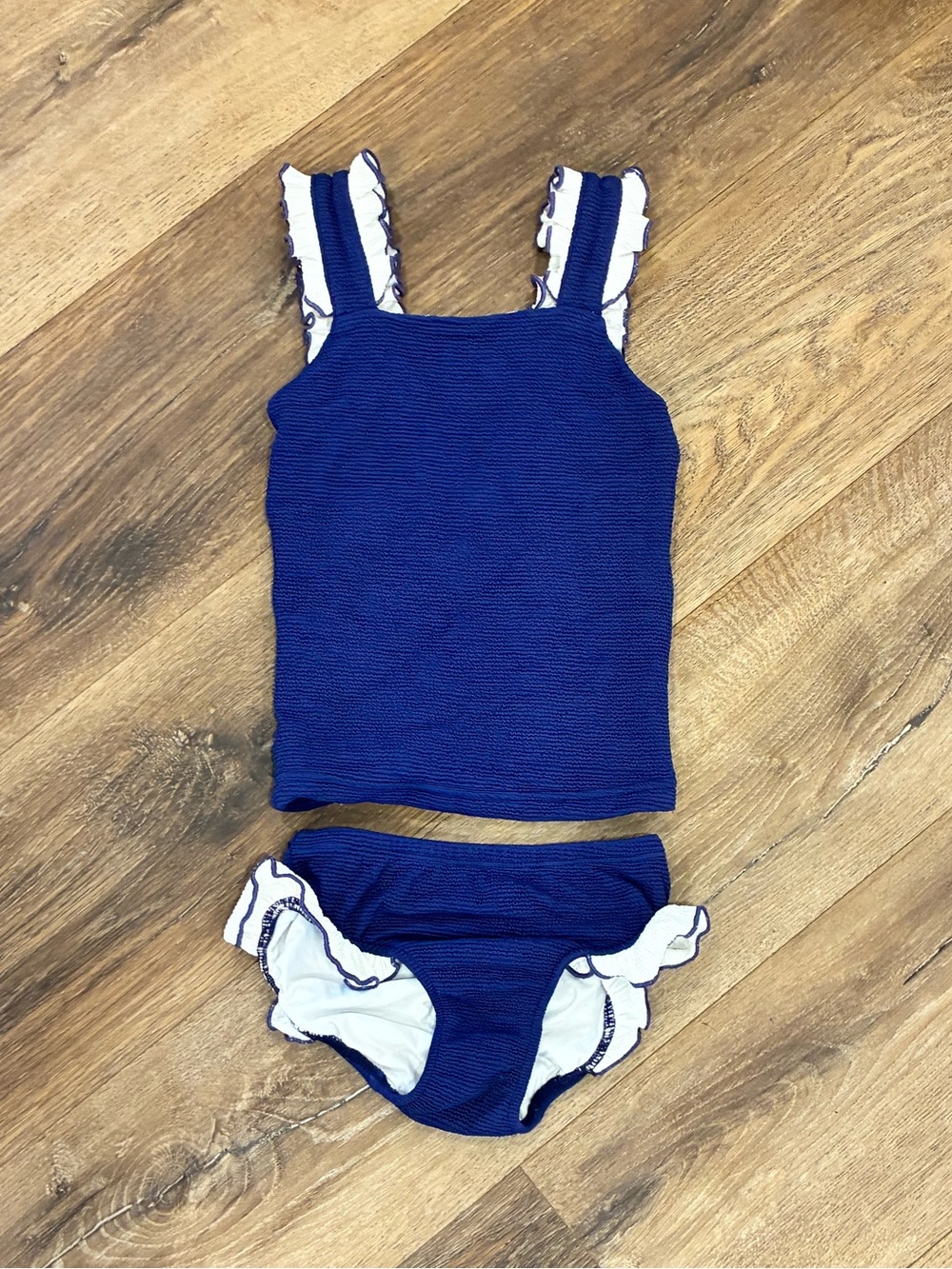 Shrimp & Grits Kids Blue Two Piece Swimsuit Pool Beach Vacation Swimwear 4T/5T
